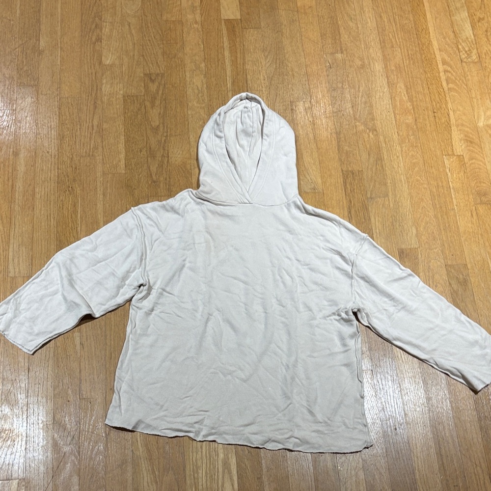 Relaxed Cream Crewneck Hoodie Sweater for Women